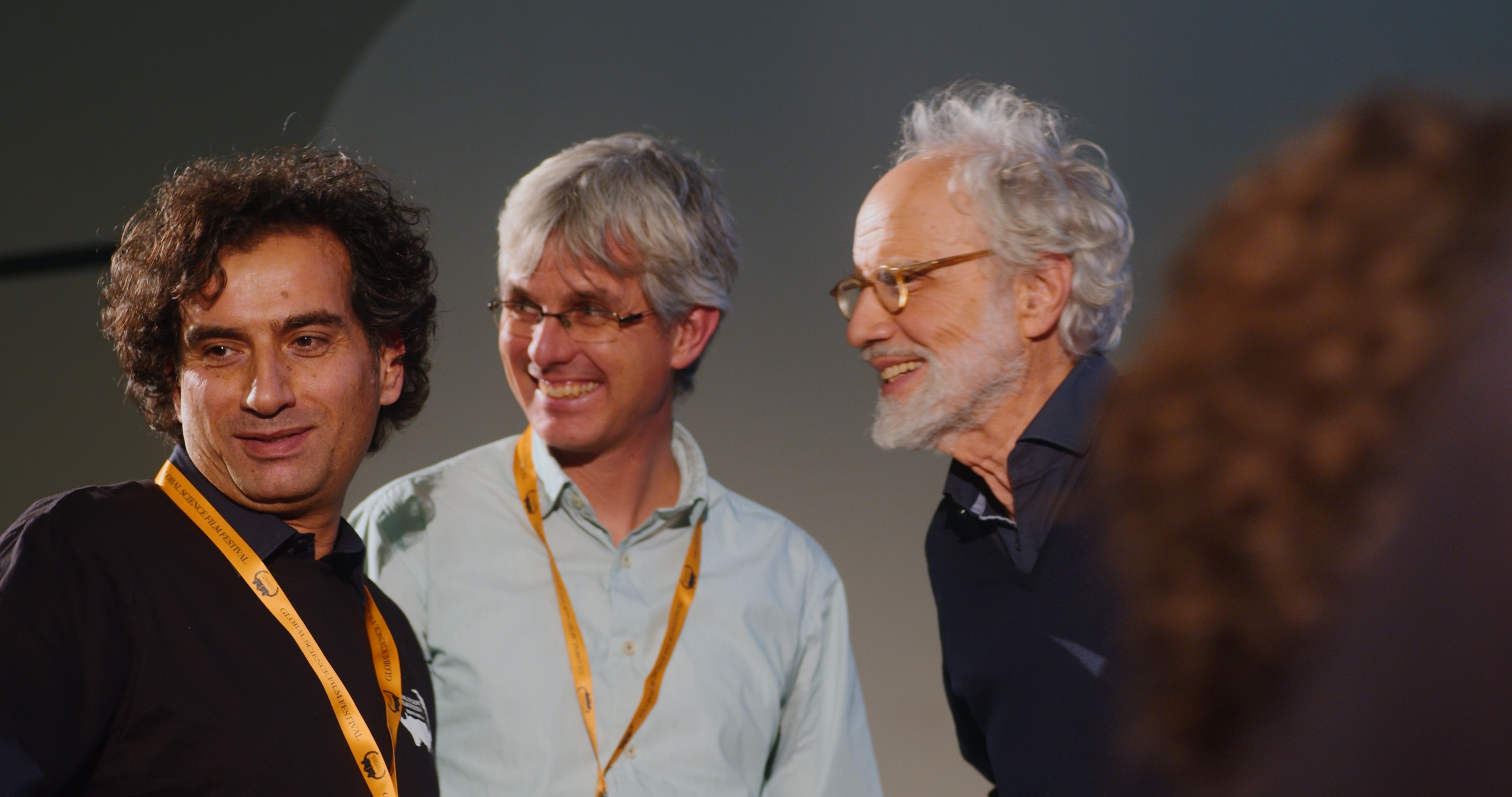 Festival director Samer Angelone (left) with renowned Swiss documentary filmmaker Markus Imhoof (right). Markus presented his film on migration and also acted as head of the prize jury at the festival. Photo: Halil Kesselring